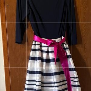 Striped Dress with Pink Sash